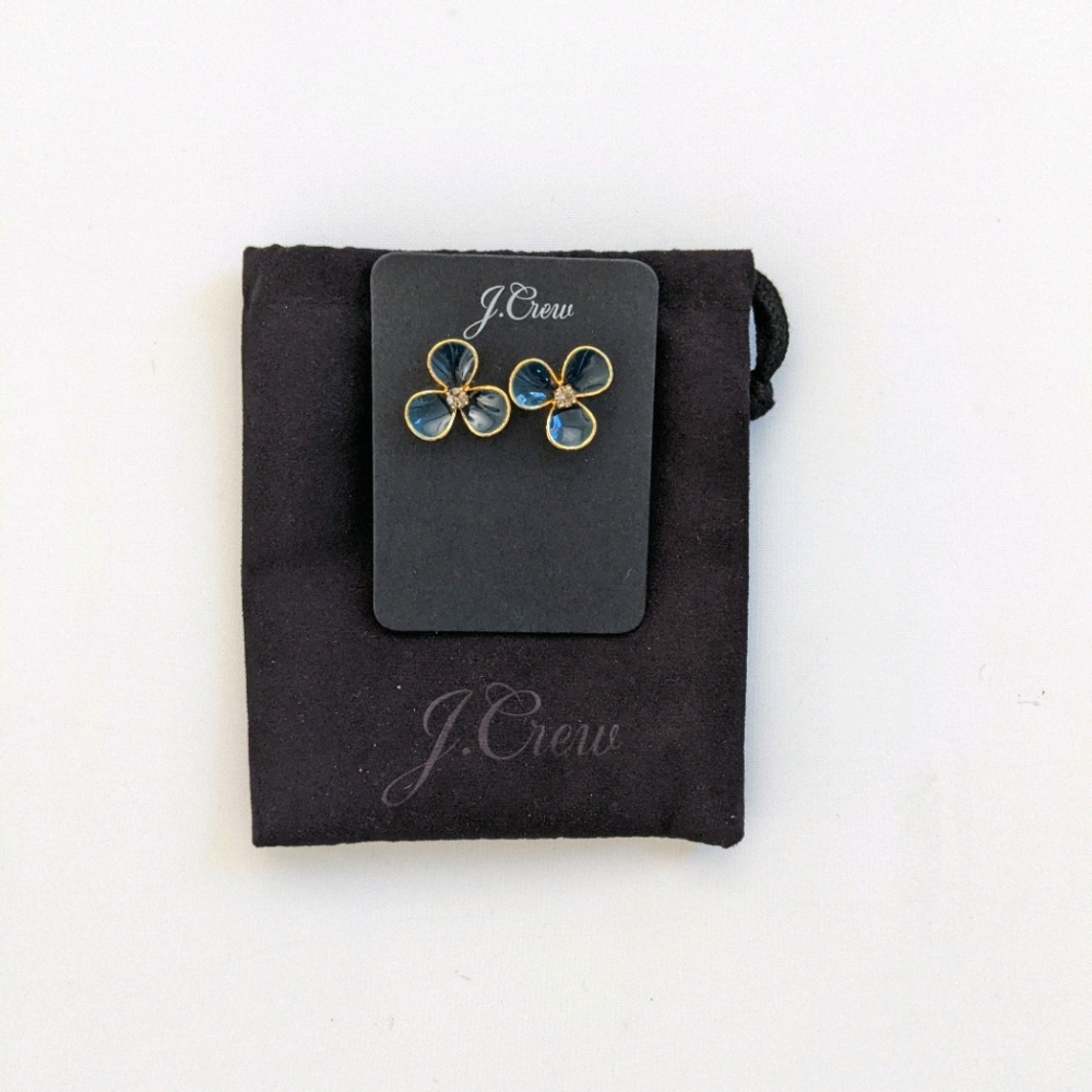 J. Crew Petite Petal Earrings in Navy